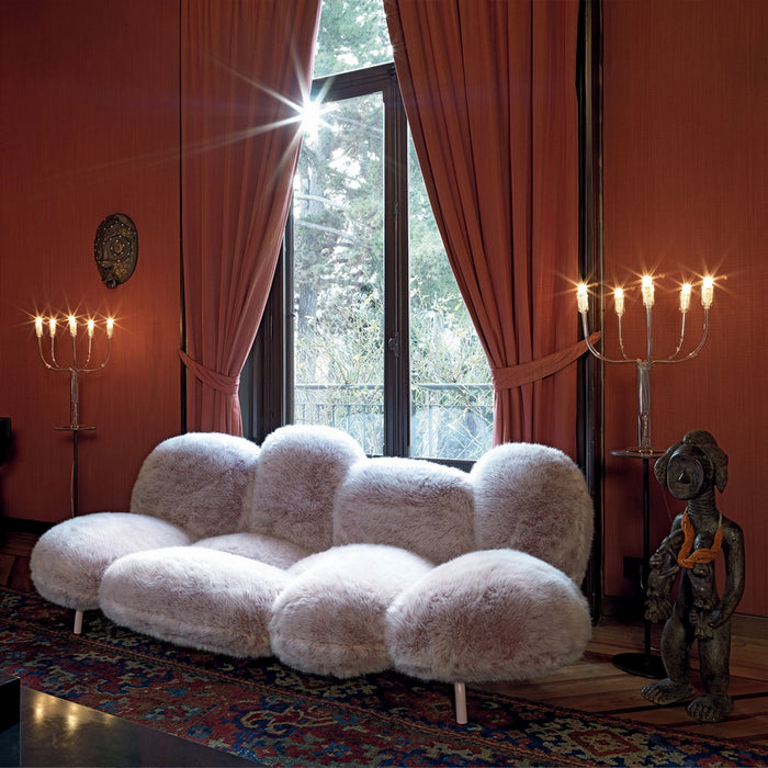 Rylight Pink/White/Black Fuzzy Cloud Sofa