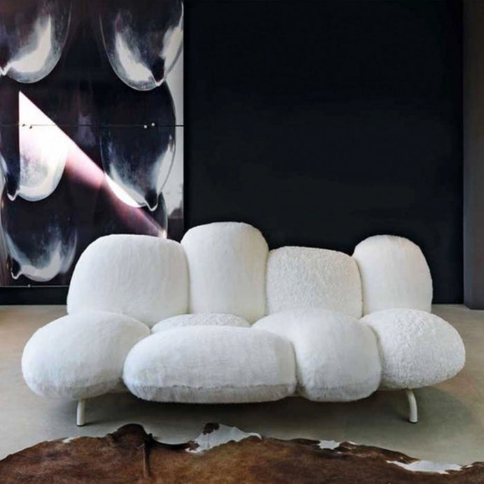 Rylight Pink/White/Black Fuzzy Cloud Sofa