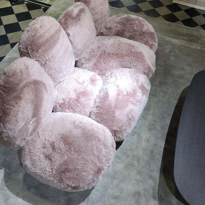 Rylight Pink/White/Black Fuzzy Cloud Sofa