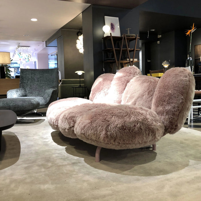 Rylight Pink/White/Black Fuzzy Cloud Sofa