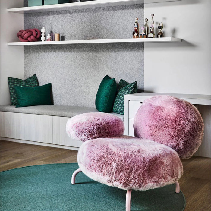 Rylight Pink/White/Black Fuzzy Cloud Sofa