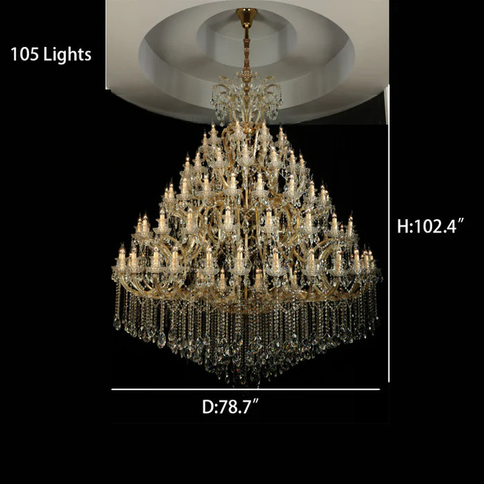 Rylight 24/40/50/66/105/138/186/294-Light Extra Large Traditional Luxury Multi-layers Candle Branch Decorative Crystal Chandelier