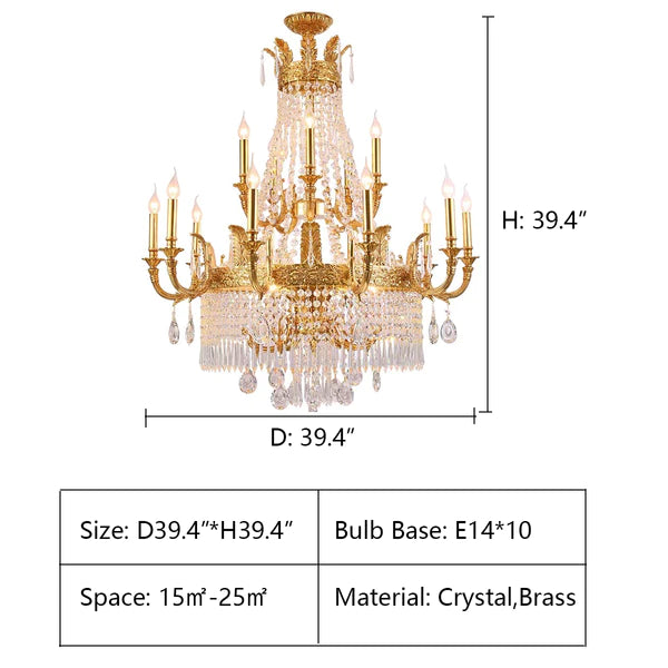 Rylight Extra Large Luxury Crystal Tassel Candle Chandelier