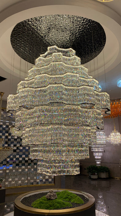 Extra Large Luxury Multilayered Chandelier in Chrome Finish Color