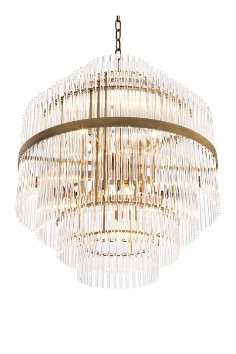 Rylight 13-Light Dimmable Crystal Chandelier in Brass Finish Color