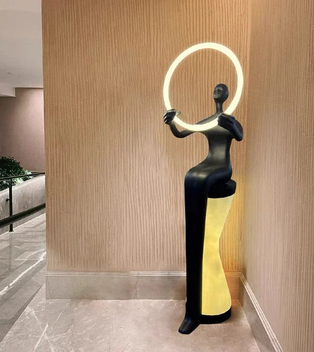 Rylight Sitting Man Statue Floor Lamp