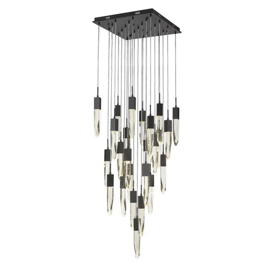 Rylight Modern&Luxury Round/Rectangle Ceiling Pendant Light in Black Finish