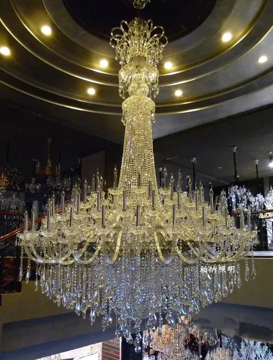 Rylight 35/50/60/72/90-Light Oversized Traditional Multi-layers Luxury Candle Crystal Chandelier