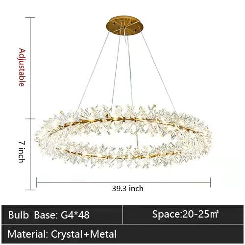 Rylight 1/2-Ring Round/Linear Frozen Ice Crystal Chandelier