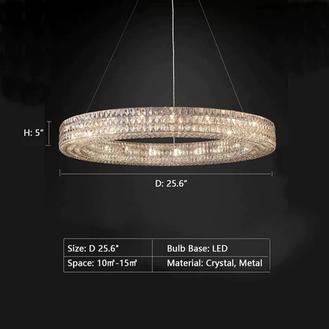 Rylight 25.6"/31.5"/39.4"/59" Modern Crystal Ring Chandelier