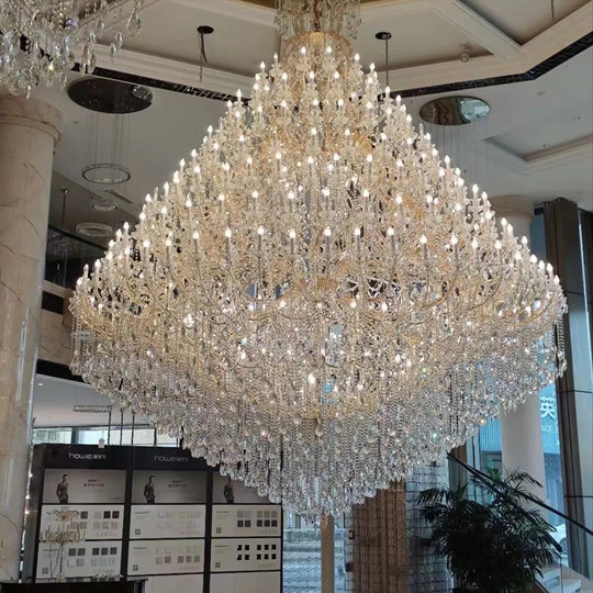 Rylight 24/40/50/66/105/138/186/294-Light Extra Large Traditional Luxury Multi-layers Candle Branch Decorative Crystal Chandelier