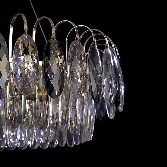 Rylight Round/Oval Crystal Chandelier in Brass/Silver Finish