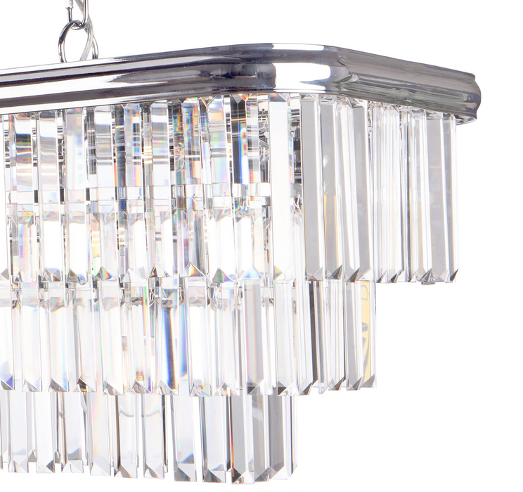 Rylight 10-Light Rectangular Crystal Chandelier in Polished Chrome Finish