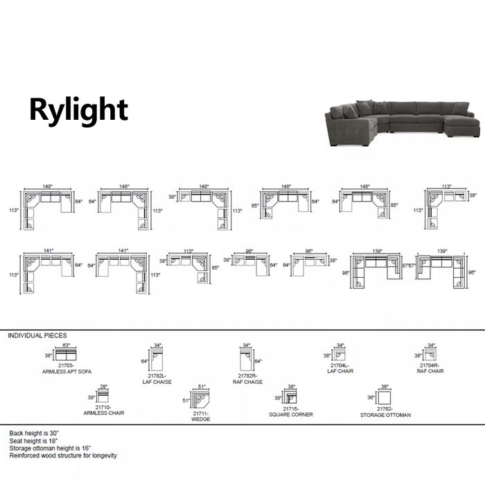 Rylight Fabric Chaise Sectional Sofa