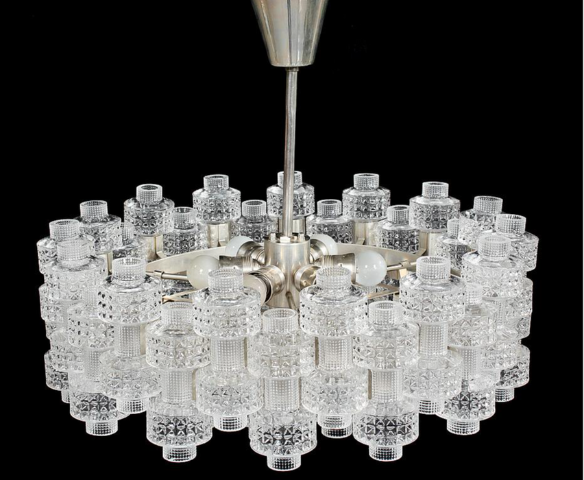 Rylight 1/2-Tier Intricately Patterned Glass Chandelier