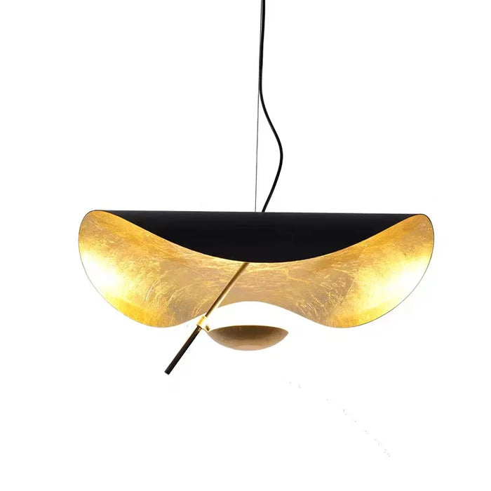 Final Sale · Designer Model Modern Art Hat Shape Gold Leaf Pendant Chandelier for Living/Dining Room