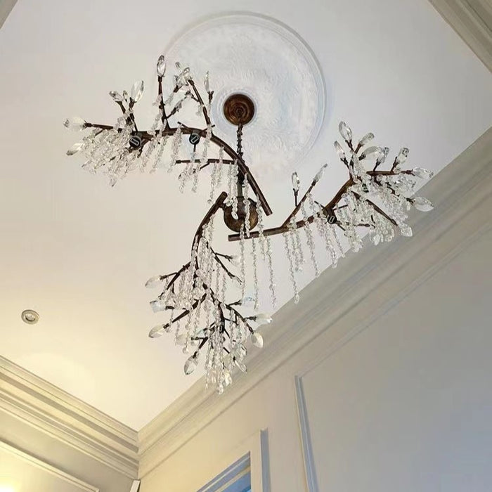 Rylight 6/18-Light Bronze/Black Branch Chandelier With Crystal Drops