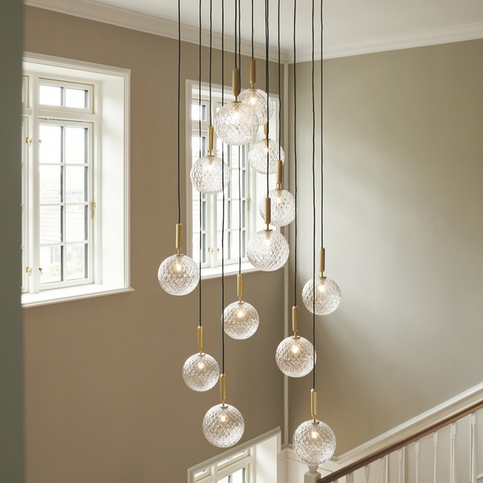 Rylight 1/3/6/13-Globes Clear/White Glass Pendant Chandelier