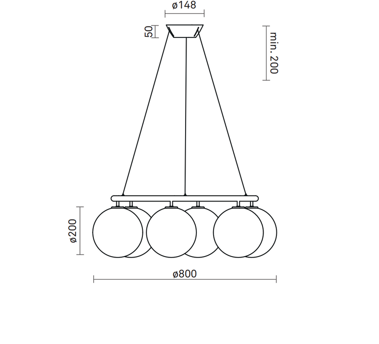 Rylight Oval/Ring 3/6/8-Globes Class Chandelier