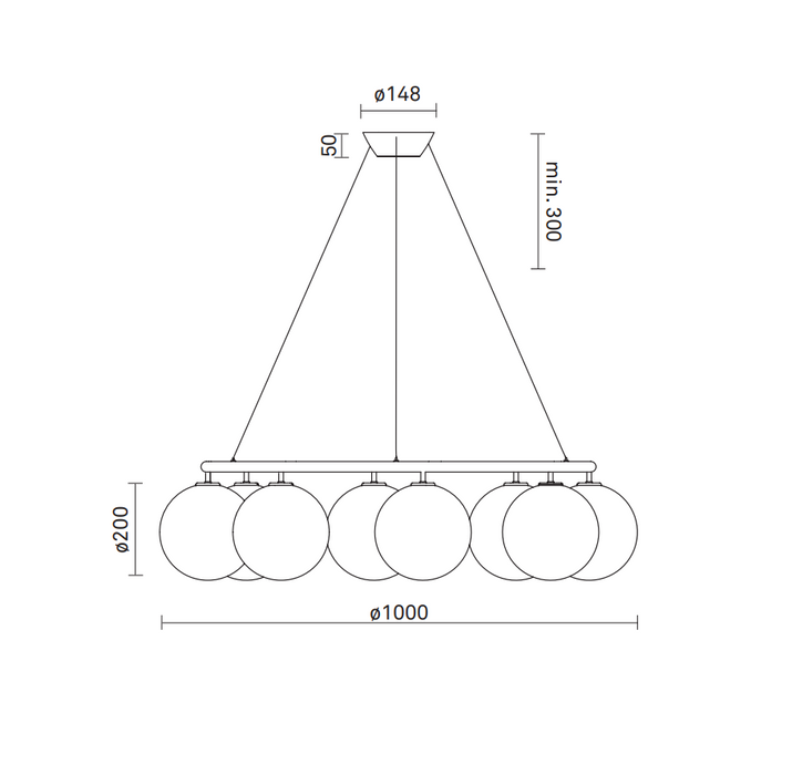 Rylight Oval/Ring 3/6/8-Globes Class Chandelier