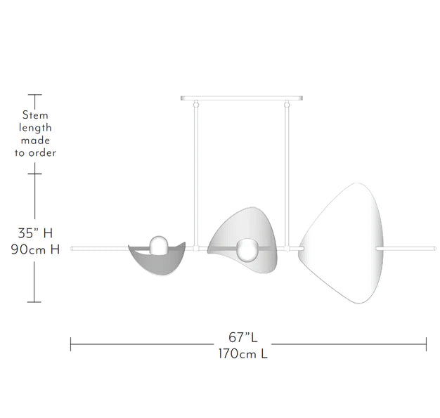 Rylight 3-lichts minimalistische lineaire koperen kroonluchter