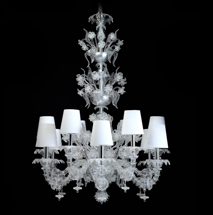 Rylight Luxury Crystal Flower Chandelier With Lampshade