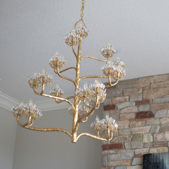 Luxury Branch Flower Gold Chandelier for Living Room/Staircase/Bedroom