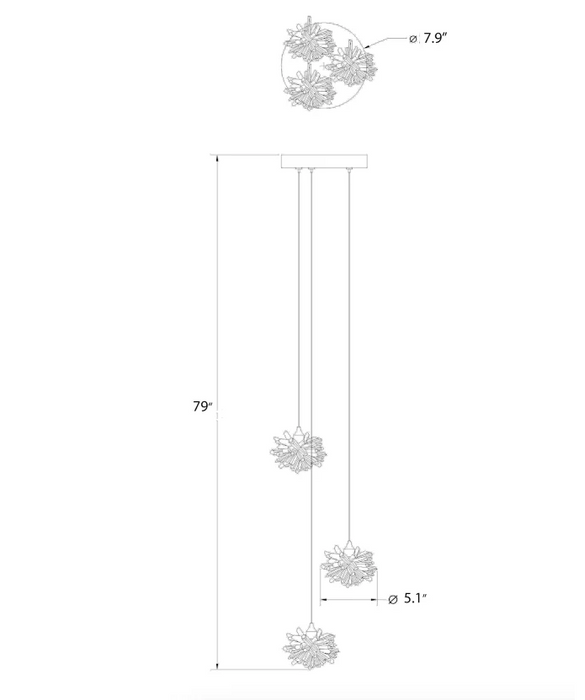 Luxury Floating Crystal Rock Chandelier for Staircase/Foyer