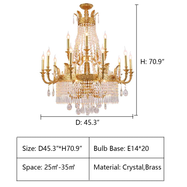 Rylight Extra Large Luxury Crystal Tassel Candle Chandelier