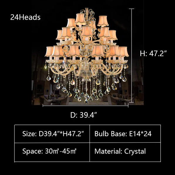 Rylight 1/2/3/-Layer&amp;12/15/18/24/32-Light النمط الكلاسيكي الفاخرة كريستال شمعة الثريا