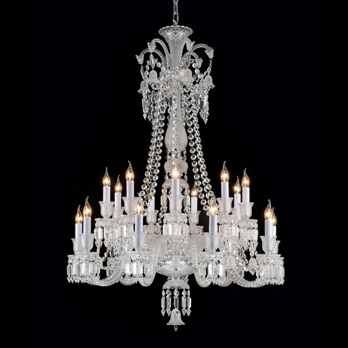 Light Luxury Classic Long Version Tiered Candle Light Crystal Chandelier for High-ceiling Rooms/Living Room