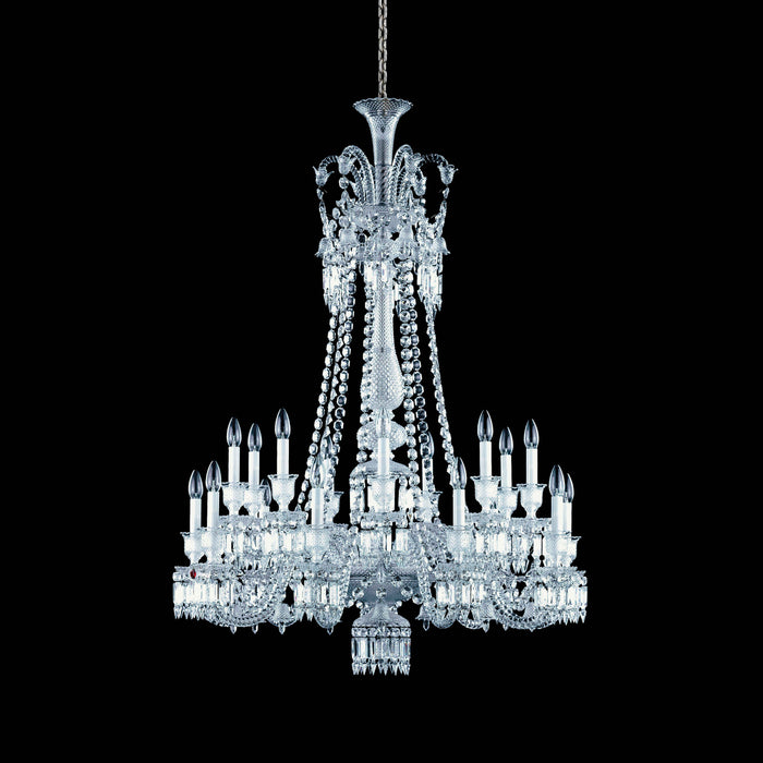 Light Luxury Classic Long Version Tiered Candle Light Crystal Chandelier for High-ceiling Rooms/Living Room