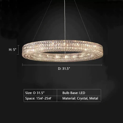 Rylight 25.6"/31.5"/39.4"/59" Modern Crystal Ring Chandelier