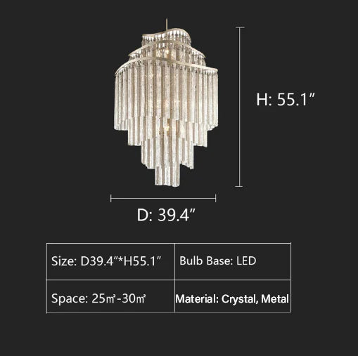 Rylight postmoderne kroonluchter met holle kristallen buis en kwastjes