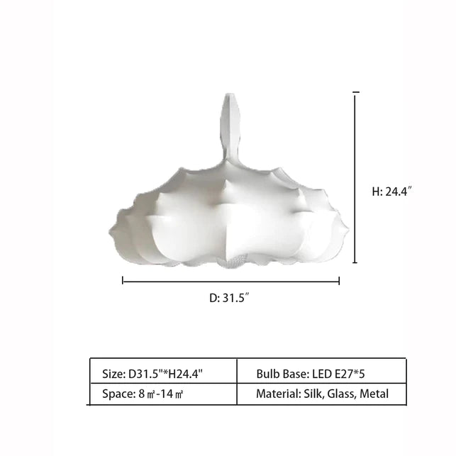 Rylight Alien Cloud - Franse crèmekleurige zijden kroonluchter