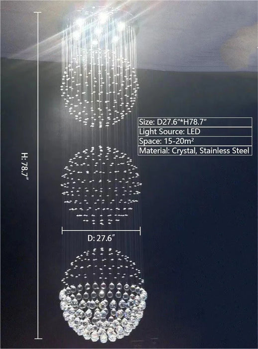 ثريا رايلايت 1/2/3/4-Globe Raindrop كريستال ذات طبقات قابلة لتعديل الضوء