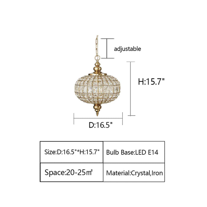 Rylight 3-lichts Franse Empire-kristallen kroonluchter met kralen in antiek koperen afwerking