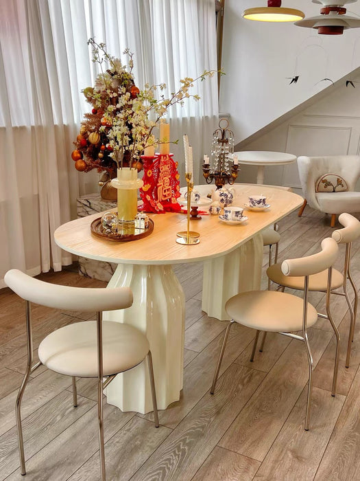 Rylight French Cream Style Oval/Round Shell Dining Table