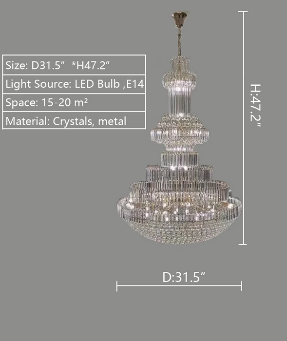 Rylight 3-Tier Extra Large Crystal Gourd-Shaped Dimmable Chandelier