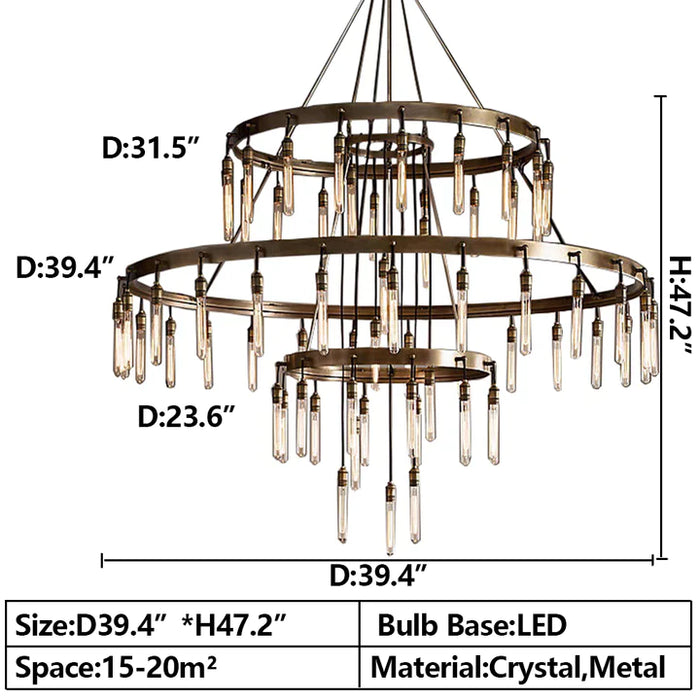 Rylight 3-laags ringkroonluchter met zwart/bronskleur