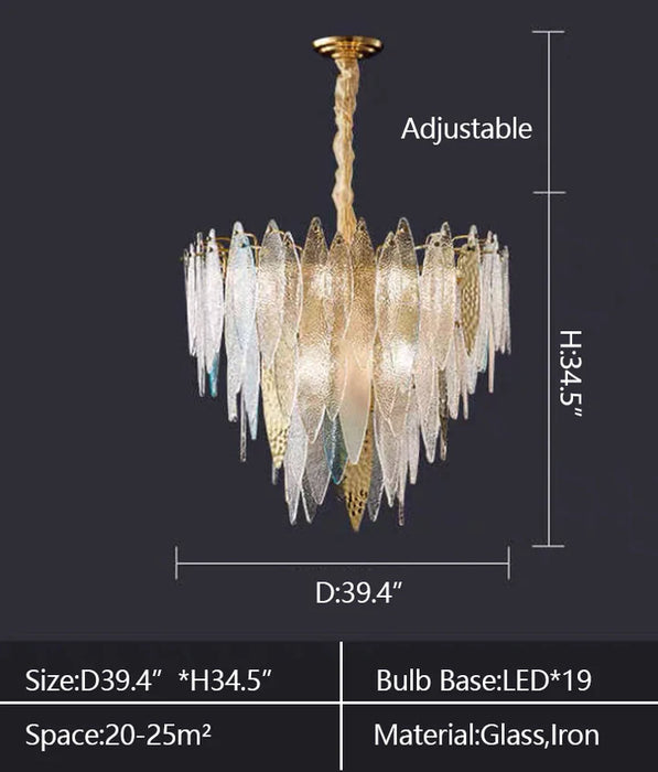 Rylight multi-tier creatieve kleurrijke glazen esdoornbladeren kroonluchter