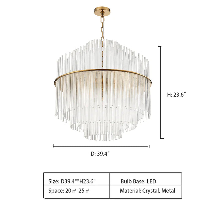 Rylight 13-Light Round Glass Rods Chandelier