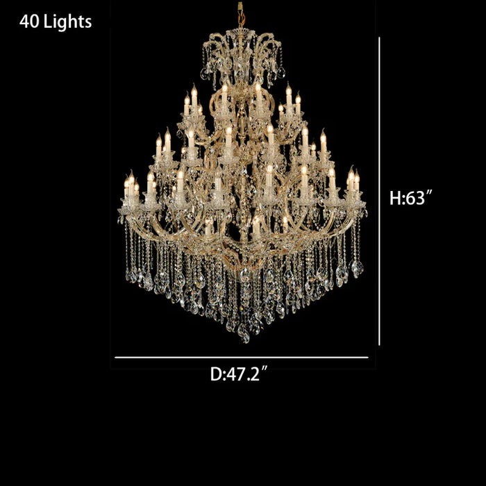 Rylight 24/40/50/66/105/138/186/294-Light Extra Large Traditional Luxury Multi-layers Candle Branch Decorative Crystal Chandelier
