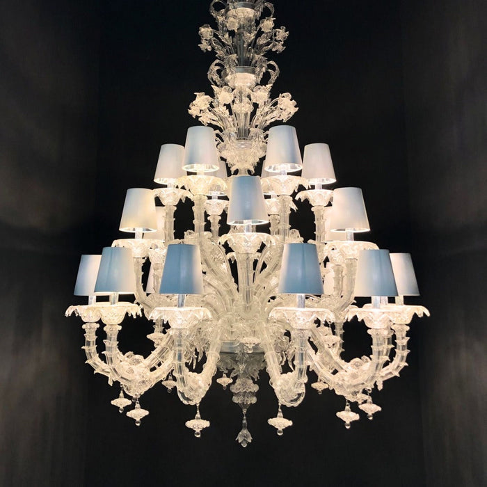 Rylight Luxury Crystal Flower Chandelier With Lampshade