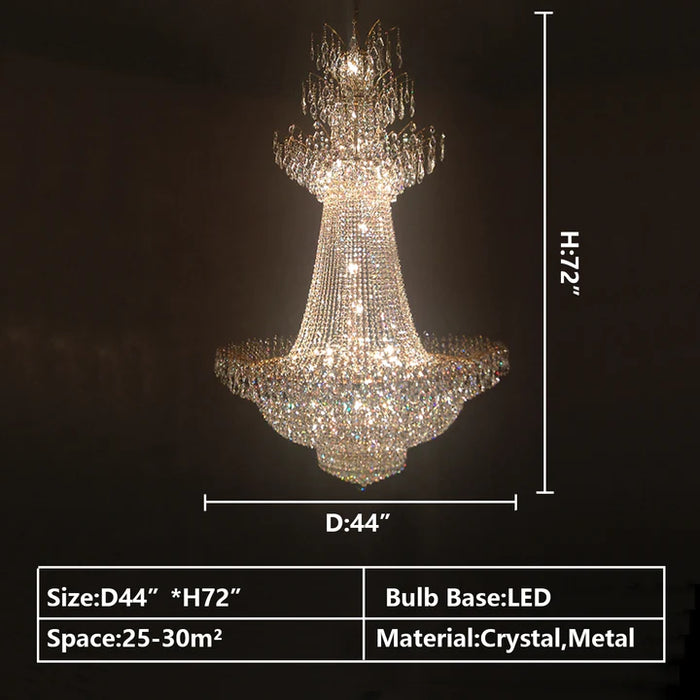 Rylight extra grote Franse klassieke meerlaagse kristallen kroonluchter