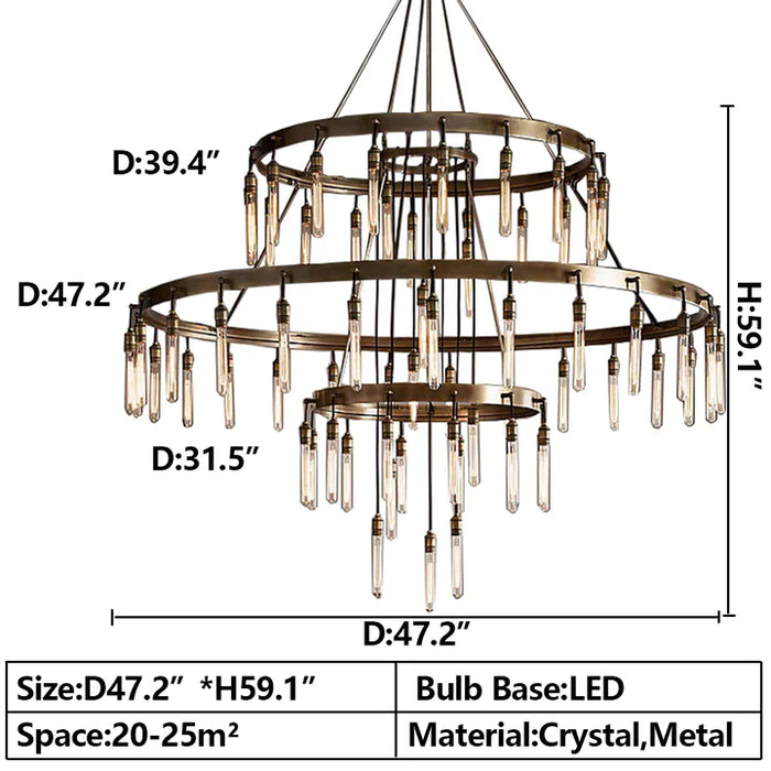 Rylight 3-laags ringkroonluchter met zwart/bronskleur