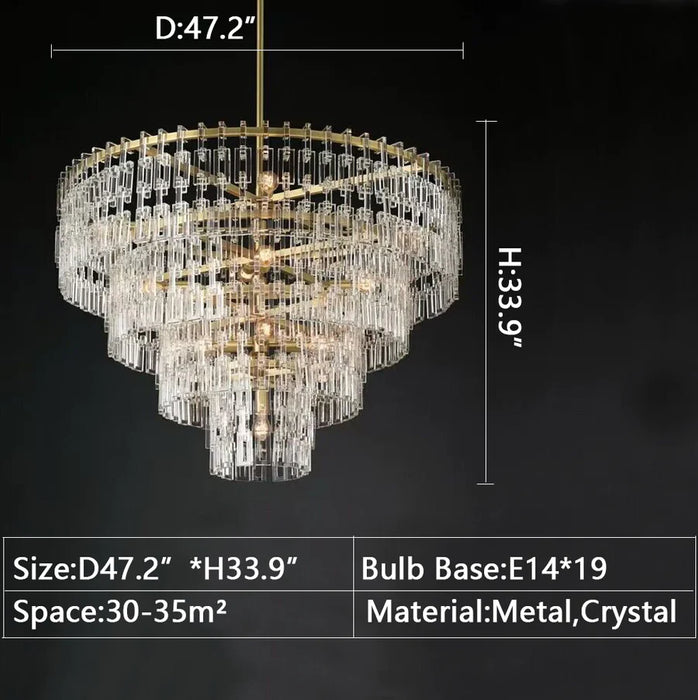 Rylight 3/4/5-laags ronde gelaagde kristallen kroonluchter