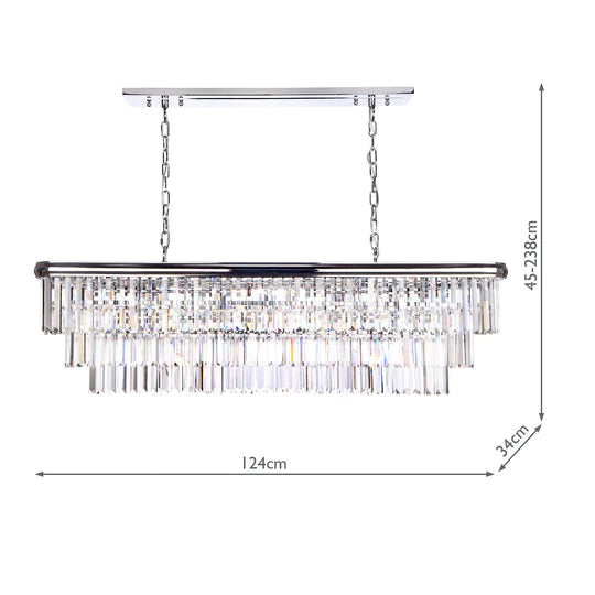 Rylight 10-Light Rectangular Crystal Chandelier in Polished Chrome Finish