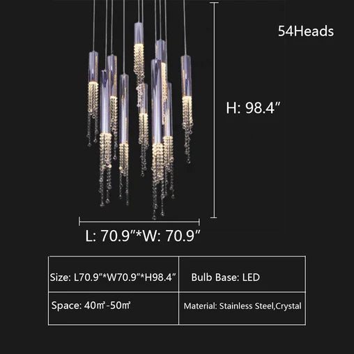 Rylight 8/36/54-lichte kristallen kroonluchter met kwastjes