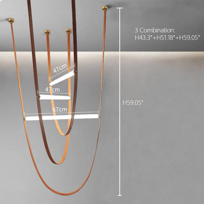 Rylight Designer U-shaped Belt Lamp LED  Glass Tube Chandelier